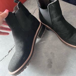 suede feel black ankle boots